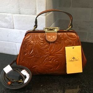 New Patricia Nash Gracchi Satchel crossbody purse Tooled leather Florence NWT